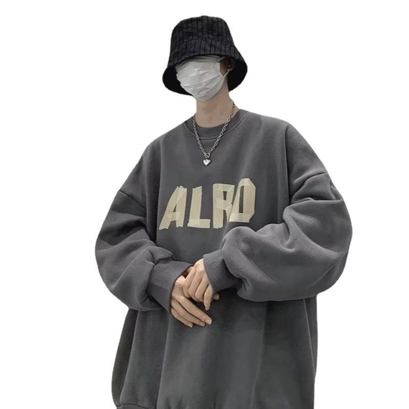 Men's Trendy Spring & Fall Crew Neck Sweatshirt - Hong Kong Style Loose Fit, Versatile, High Street Fashion.