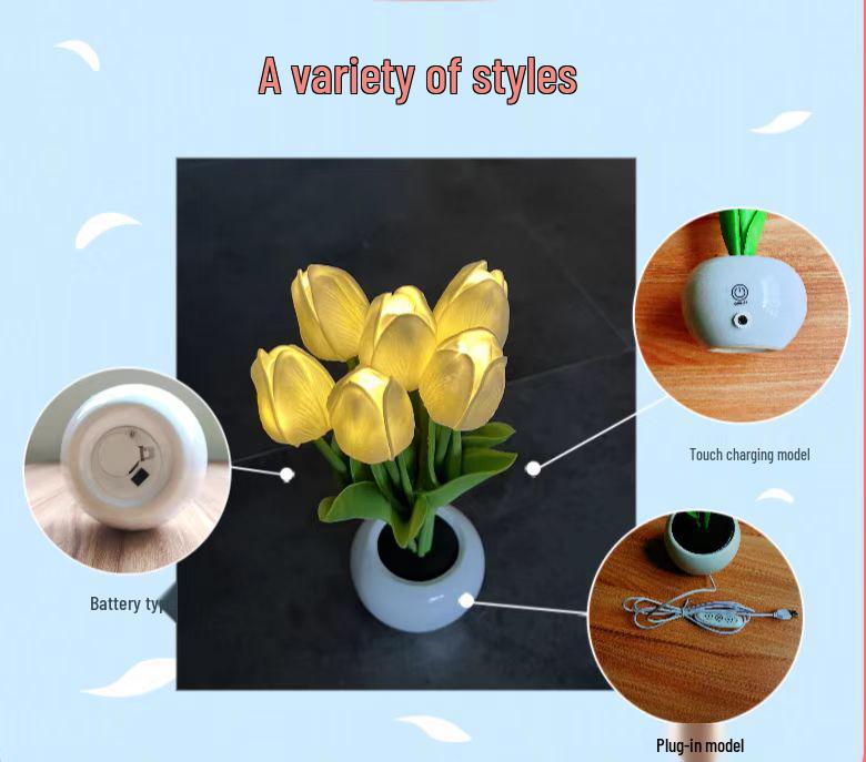 Dimmbares LED-Tulpen-Nachtlicht Blumenstrauß für Schlafzimmer-Dekoration