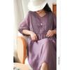 Literary Style Lace-up  Long V-neck Small Refreshing  Comfortable Fashion Simple Seven-minute Sleeve Women DressPlus Size