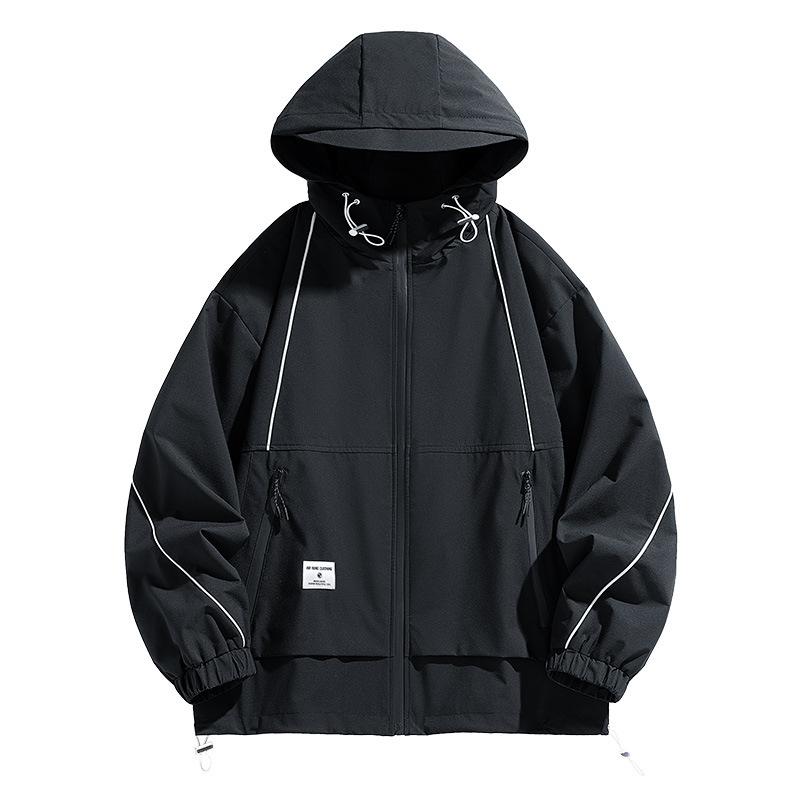 Autumn and Winter New Hooded Jacket Men's Loose Large Size Fat Coat Waterproof Casual Top