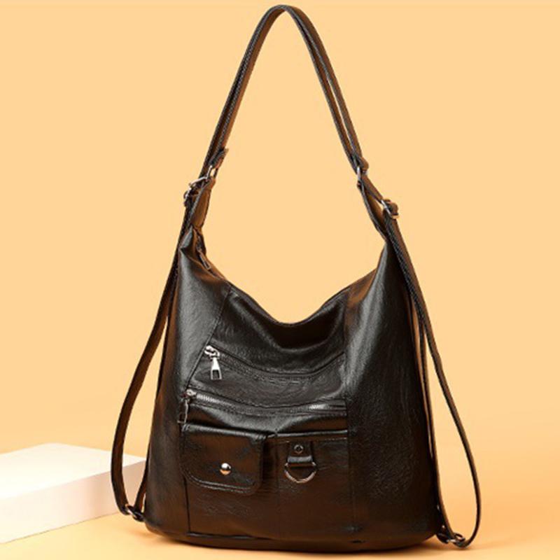 

Винтажная наплечная сумка для женщин, мягкая сумка кроссбоди из искусственной ПУ кожи, повседневная сумочка в стиле ретро 36*14*32cm чёрный