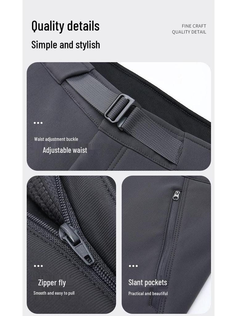 Men's Outdoor Windproof Splash-Proof Fleece-Lined Hiking Pants for Autumn and Winter