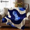 Blue Curved Camouflage Cartoon Anime Print Flannel Blanket Soft Warm Throw for Kids Bedroom Sofa Bed Christmas Office Car