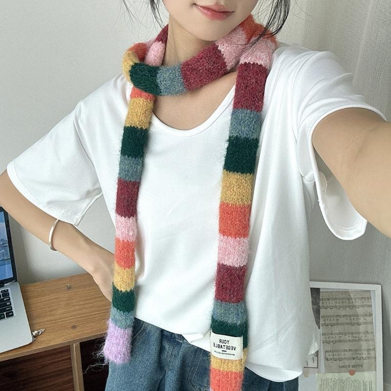 Colorblocks Striped Scarf Soft Comfortable Scarves Autumn Winter Neckerchief for Autumn and Winter Comfortable