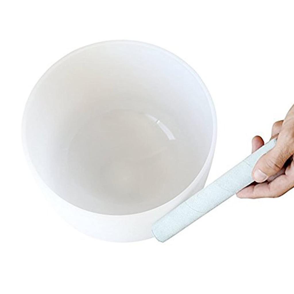 Ennbom Crystal Bowl Singing Bowl with Suede Mallet and Rubber Ring Meditation White (8 inches)