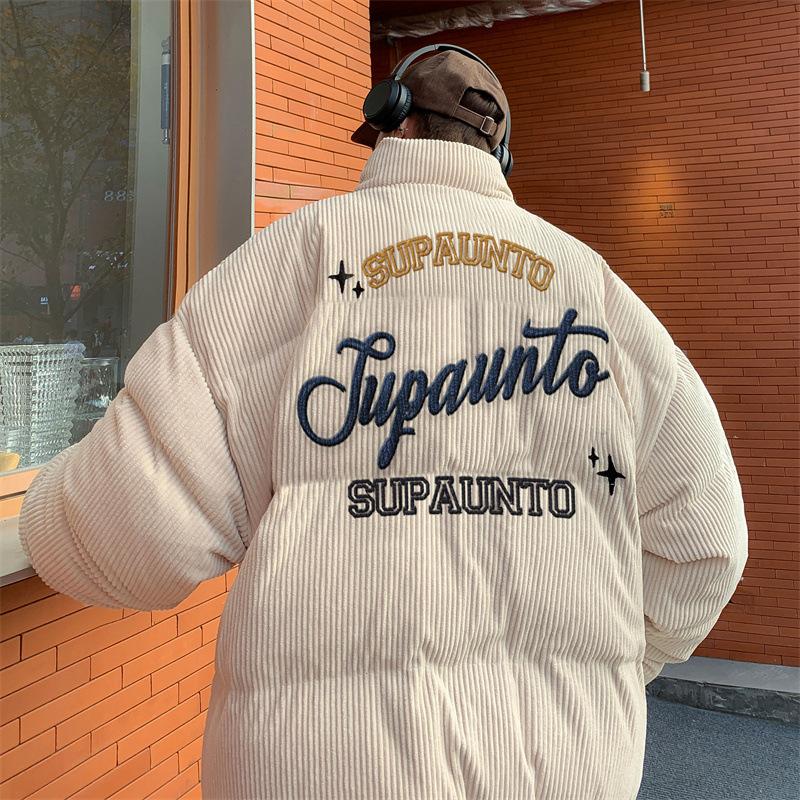 Kord Samt Baumwollgepolsterte Herren Winter Neu Retro Baumwollgepolsterte Jacke Locker Gepolsterter Mantel