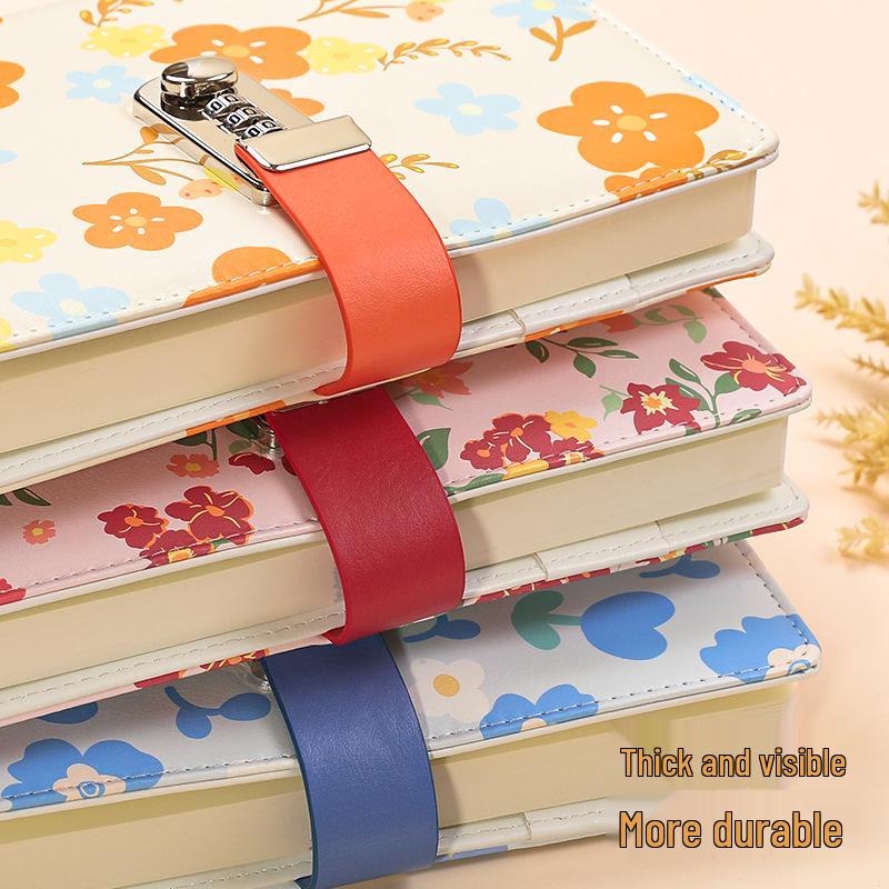 Floral Password Notebook: Leather Lock Diary for Students, Gift-Ready Lined Journal