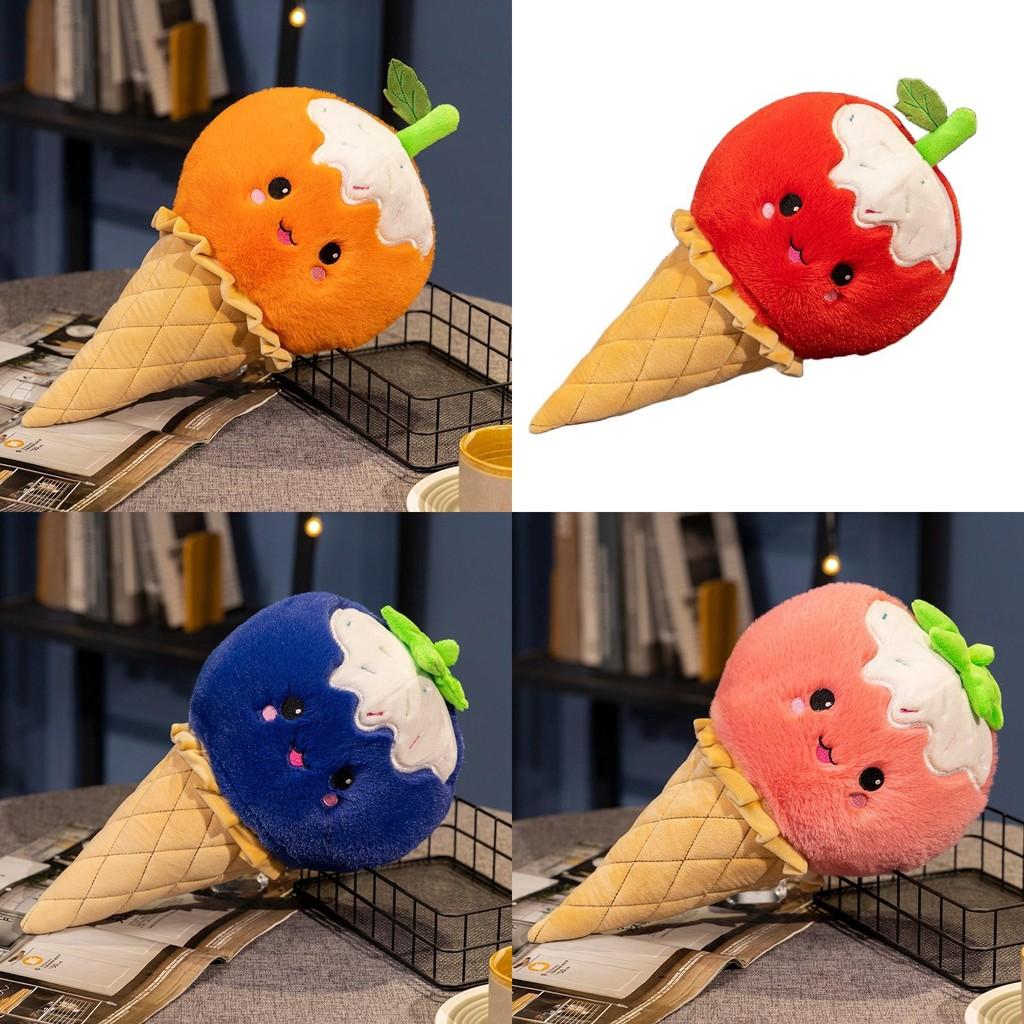 Adorable Fruit Ice Cream Plush Toy For Kids Soft Sweet Cone Doll Pillow Gift