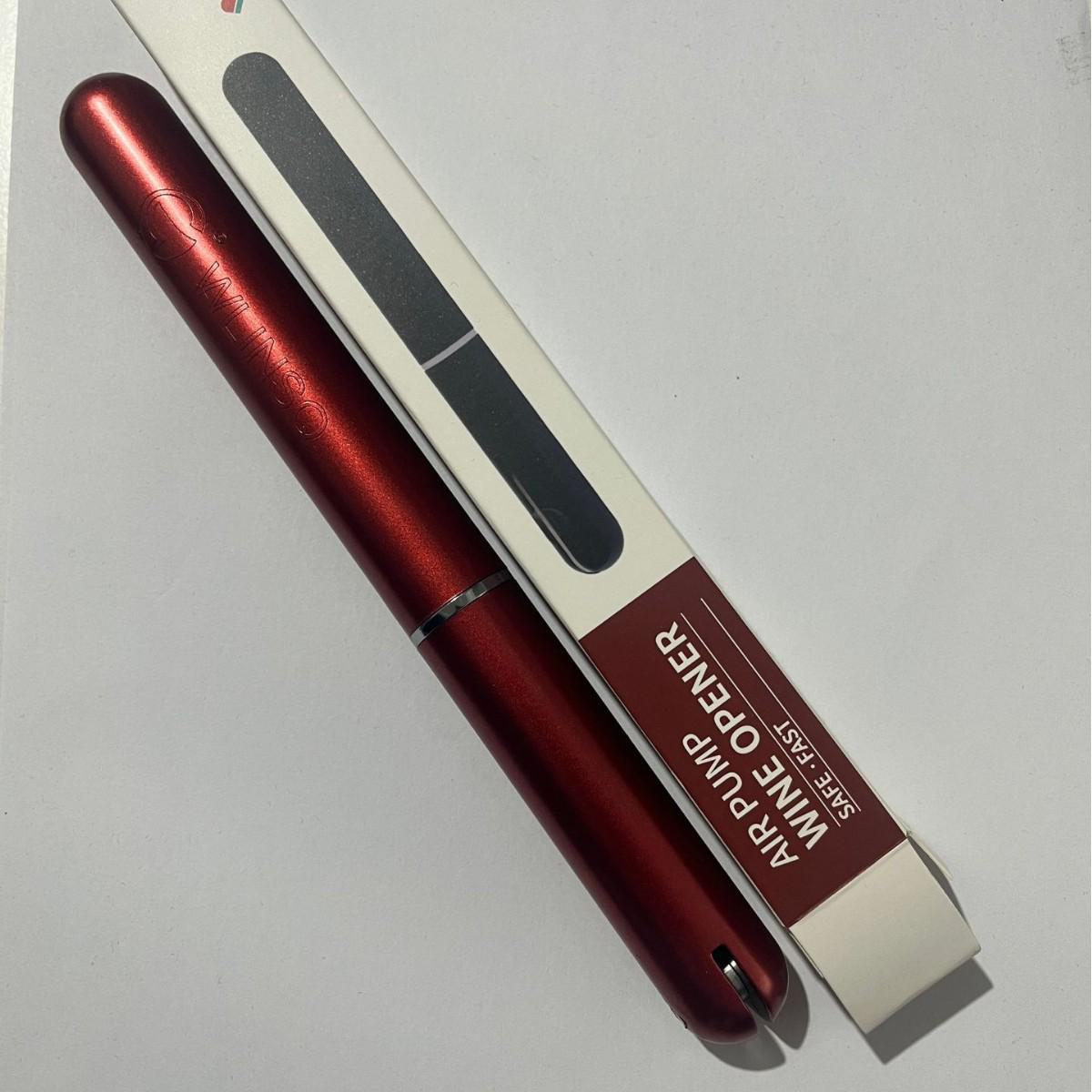 

Портативный пневматический штопор для винных бутылок с двумя функциями в форме ручки красный