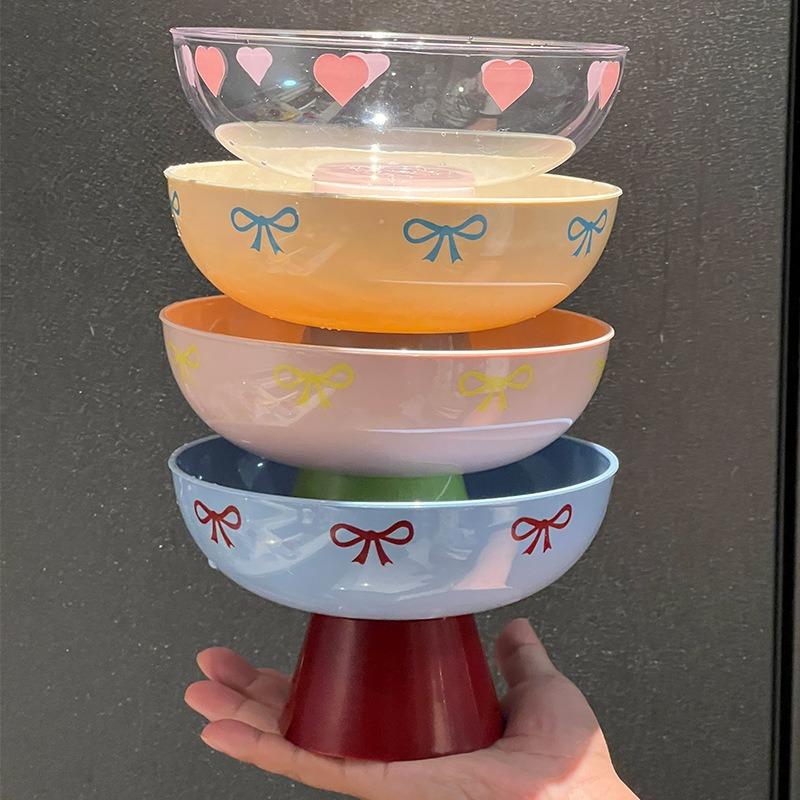 Dopamine Drain Fruit Plate Living Room Coffee Table Household High Foot Fruit Plate National Style Fruit Plate Dim Sum Plate Drain Basket