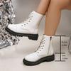 Fashion Short Boots Women Autumn New Ladies Lace-up White Ankle Boots Thick Bottom Women's Shoes Casual Round Toe Short Botines