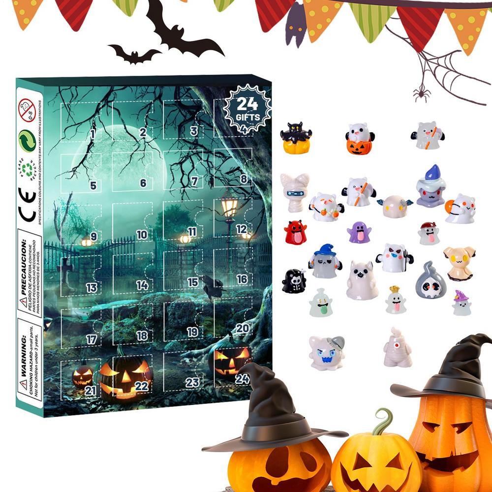 

2025 Halloween Countdown Calendar 24 Days Halloween Advent Horror Figures Calendar Resin Figurines Home Decorations For Table 18x26x3cm
