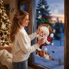 Festive Home Window Decor Christmas Static Clings, Santa Snowman PVC Stickers, Waterproof Clings Glass Decals for Shop Holiday Decorations Snowflake