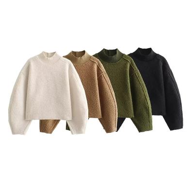 Kadın Örme İnci Deri Sweatshirt Sıcak Bol Günlük Kazak Uzun Kollu Kısa Üst Kalınlaştırılmış Yalıtım Dış Giyim Sonbahar Alt Gömlek