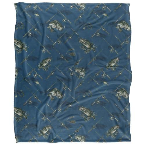 JQ Licensing 2 Silky Patterned Fishing Supersoft Blanket