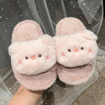 2024 Children Plush Slippers for Girls Winter New Fashion Cute Animals Korean Style Open-toe Anti-slippery Versatile Chic Shoes