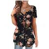 Women Casual Floral Print Short Sleeve Henry Shirt Summer 2025