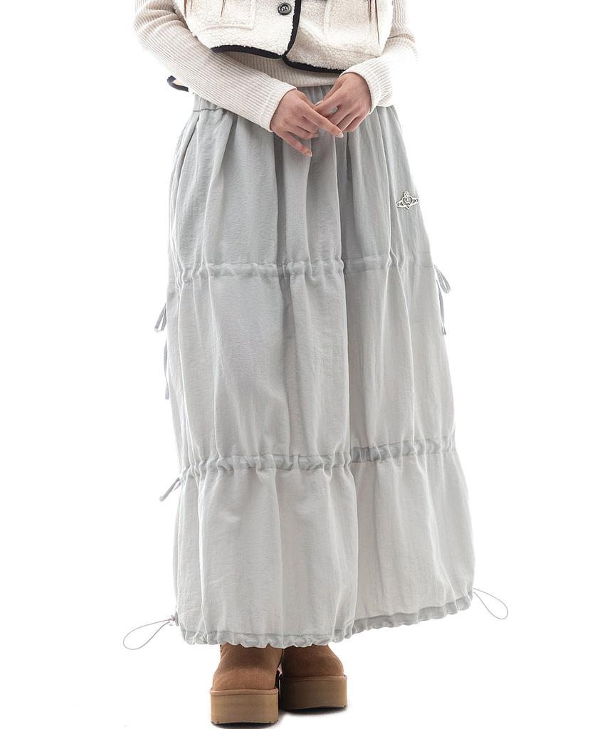Plasma Sphere Giselle Skirt In Mint Grey (Shirred Long Skirt)