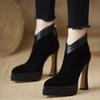 Elegant Women Ankle Boots Suede High Heels Shoes Sexy New Chunky Shoes Designer 2025 Winter Boots Woman Pumps