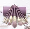 HMU 9pcs Wood Handle Best Synthetic Hair Make Up Brushes Set Vegan Eco Friendly Private Label Purple Makeup Brush Set