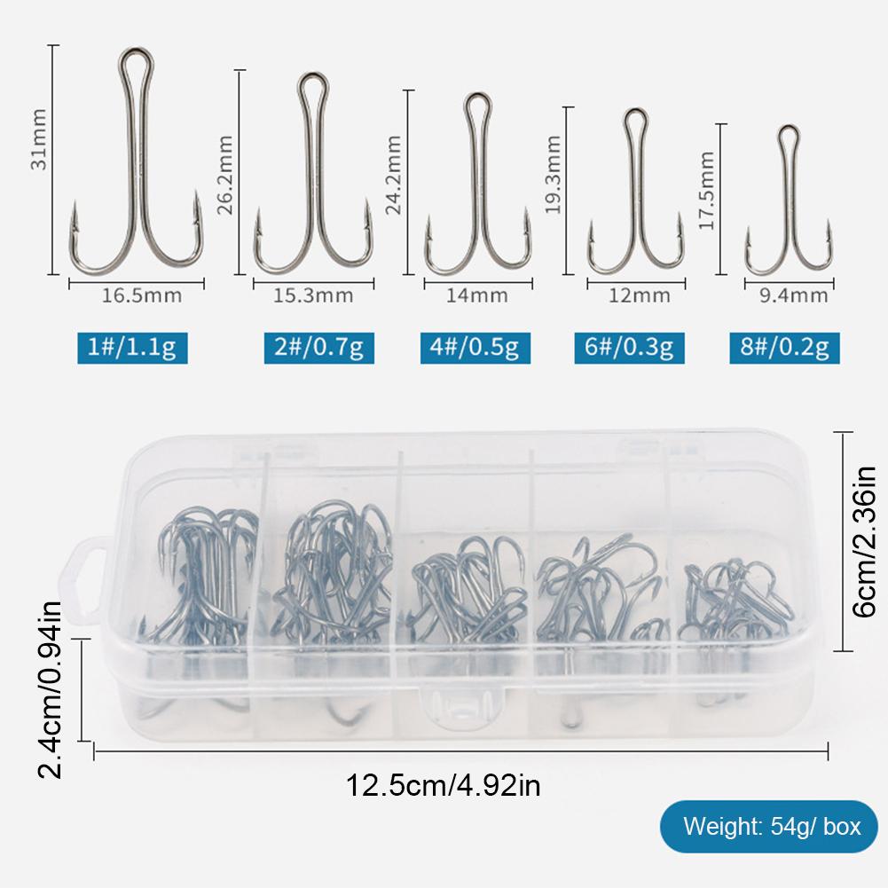 50pcs Fly Tying Double Hook High Carbon Steel Long Shank Double Hook Frog Bait Lure Hooks for Saltwater and Freshwater