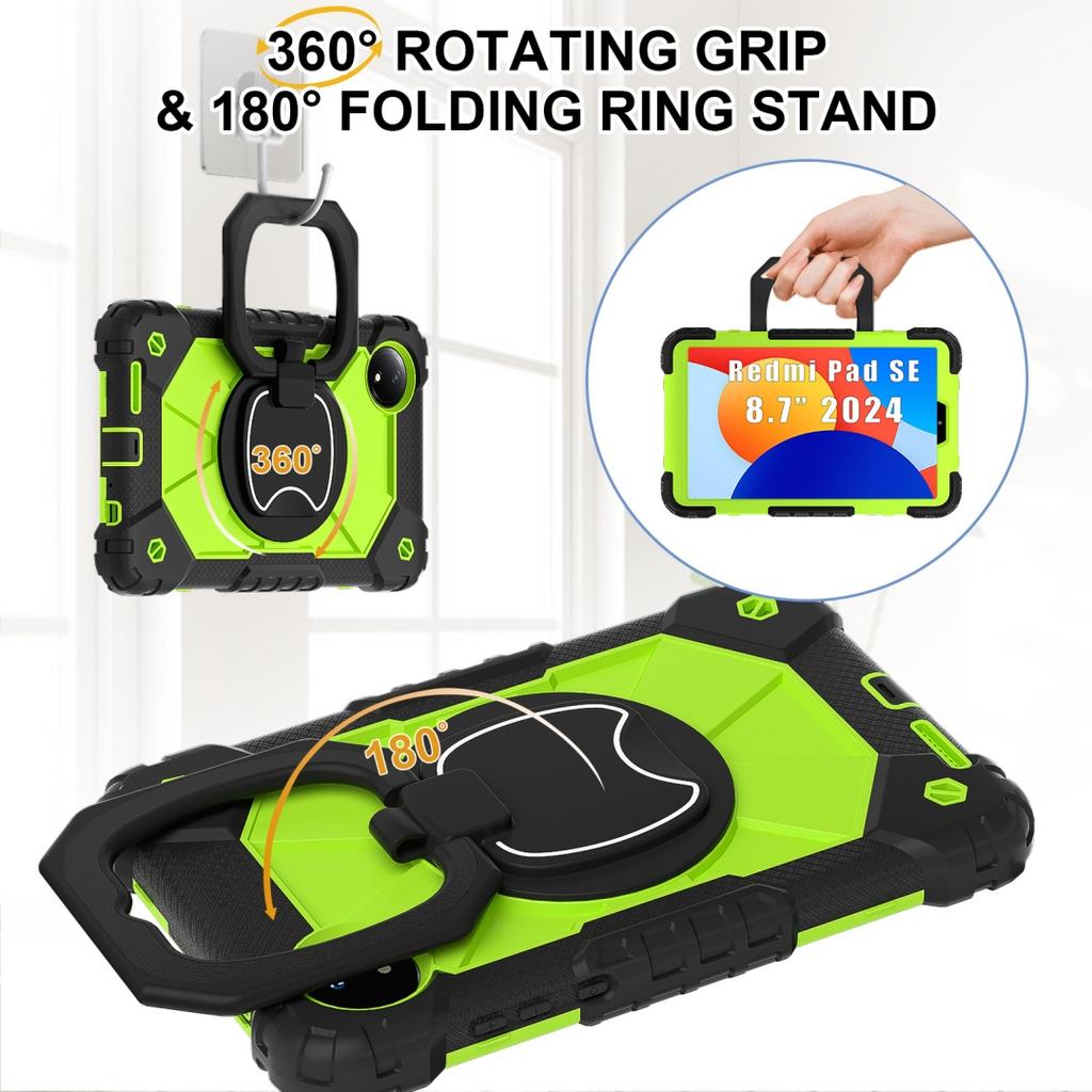 For Xiaomi Redmi Pad SE 8.7.360° Rotating Grip Heavy Duty Protection Stand TPU+PC 3in1 Anti-knock Shockproof Tablets PC Case
