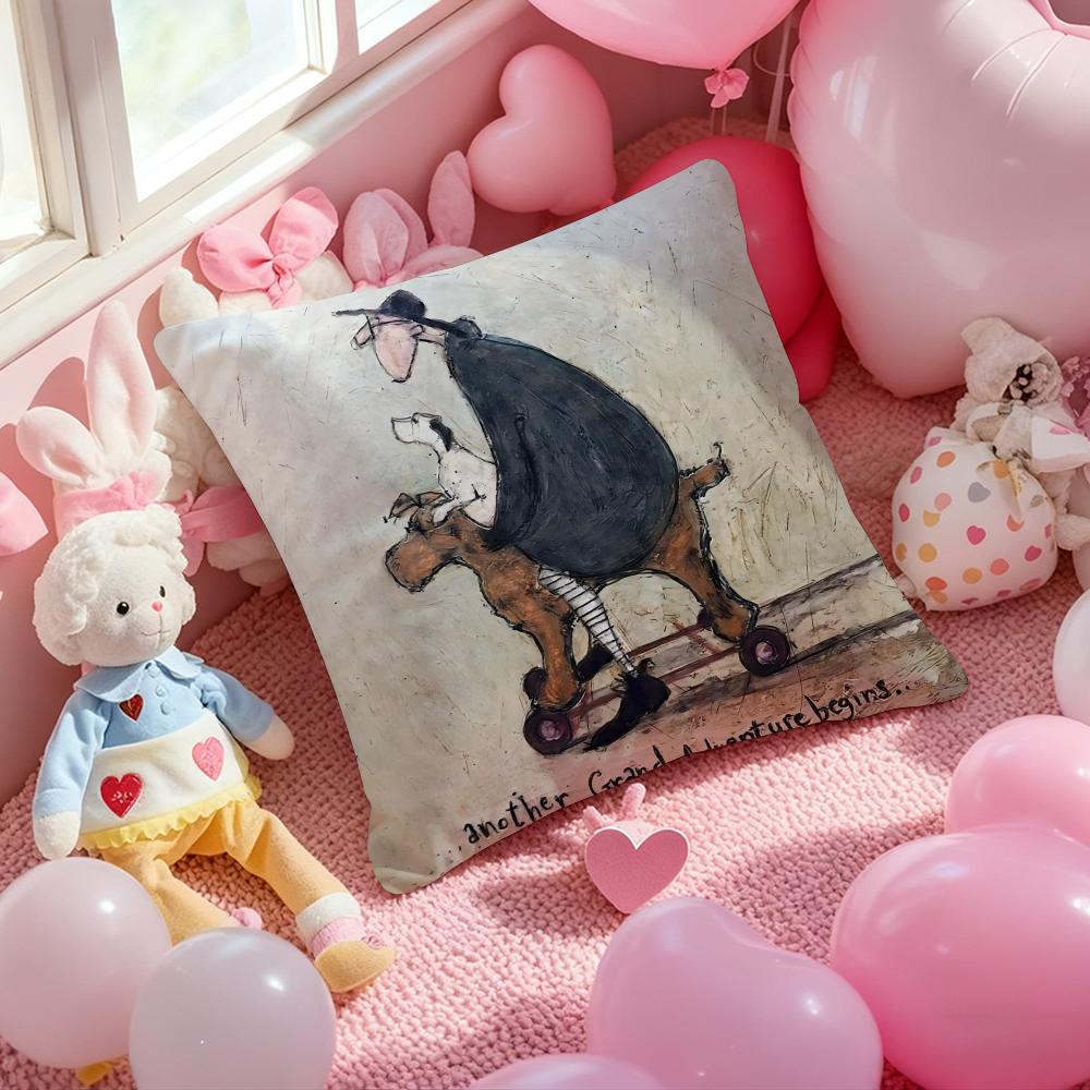 S-Sam Toft Art Painting Cushion Cover Pattern Printed Pillowcase for Living Room Sofa Cushion Cover & Bedroom Decor
