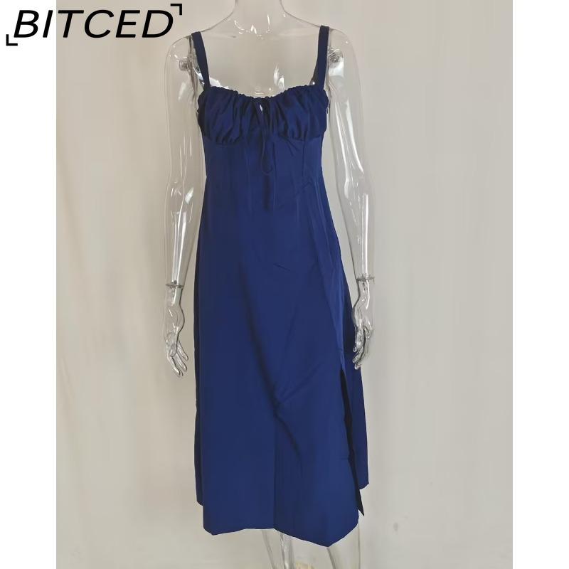 BITCED Women's Dress: Elegant Floral Print Split-Hem Fashionable Resort Strapless Dress