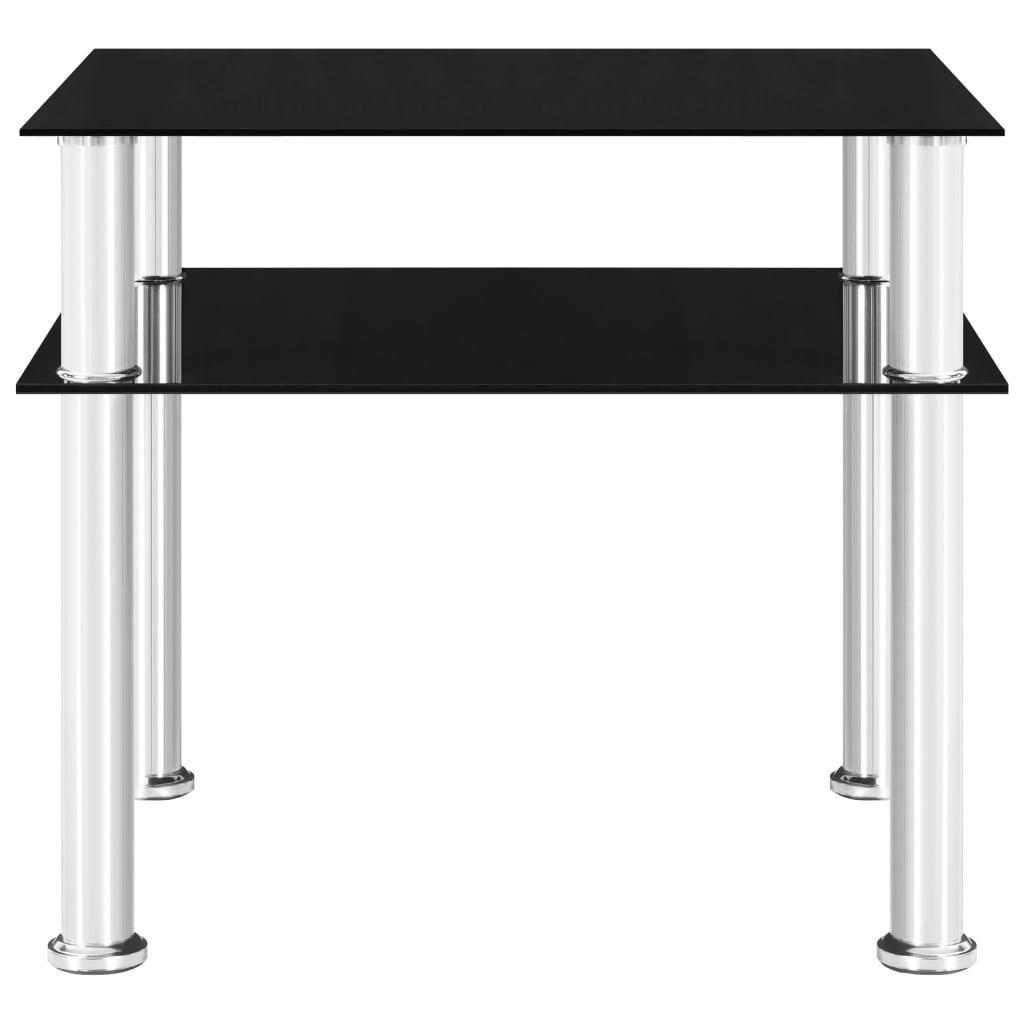 Side Table Black 45x50x45 Cm Tempered Glass