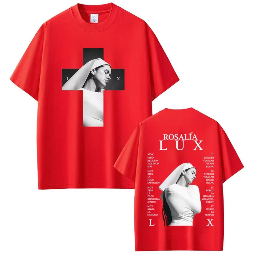 Singer Rosalia Lux 2026 Album Tour Print T Shirts Unisex Unisex Fashion Casual Cotton Vintage Oversized Aesthetic Trendy TShirt