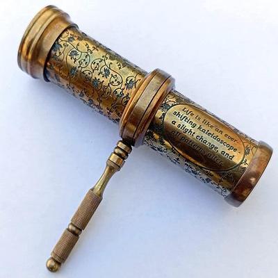 Kaleidoscope Antique , Hand Carved Brass Kaleidoscope for Adults and Kids, Handmade Kaleidoscope