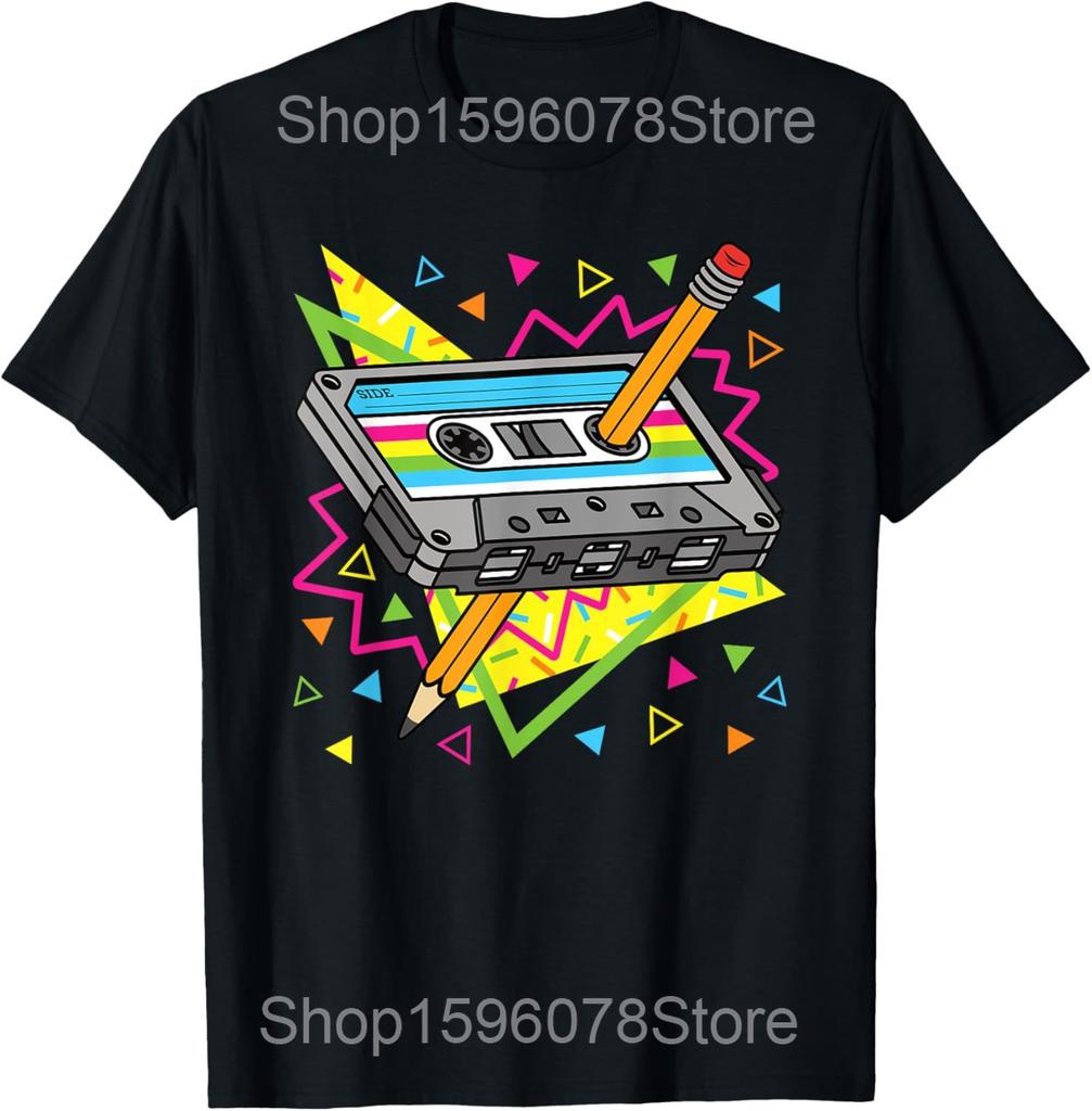 Party 80s Group Vintage Cassette Tape 70s 80s 80s Party T Shirts Cotton Humor Streetwear Short Sleeve Unisex Loose Clothing
