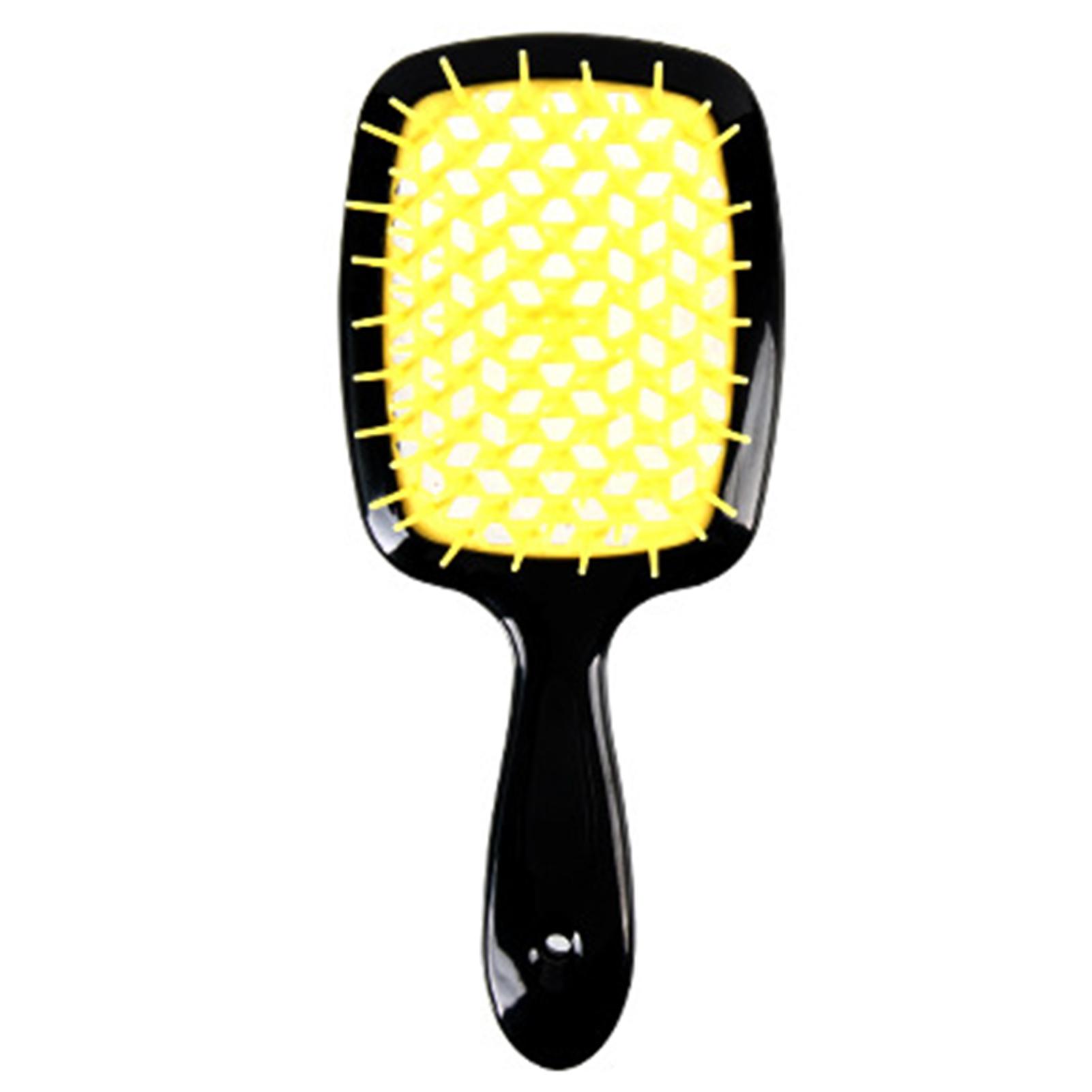 

[прилипание] Полая мода повседневная сетка сухая влажная использование кожи головы массаж салон прическа инструмент парикмахерская расческа жёлтый