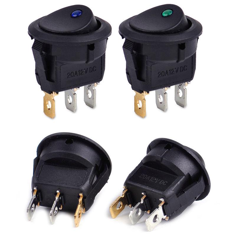 4Pcs/set Waterproof ON/OFF Car Round Rocker LED Light Toggle Switches Red&Blue&Yellow&Green Accessori Auto DC12V Switches