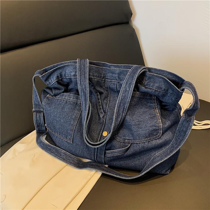 Casual Denim Solid Large Capacity Shoulder & Crossbody Bags Simple Fashion Versatile Portable Commute Women‘s Tote Bags 2025 New