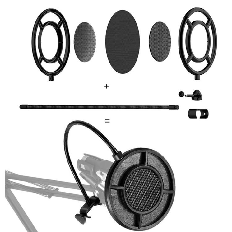 PS-1 Mic Pop Filter Shidle Anti-Spray Net Dual Layered Microphone Pop Filter