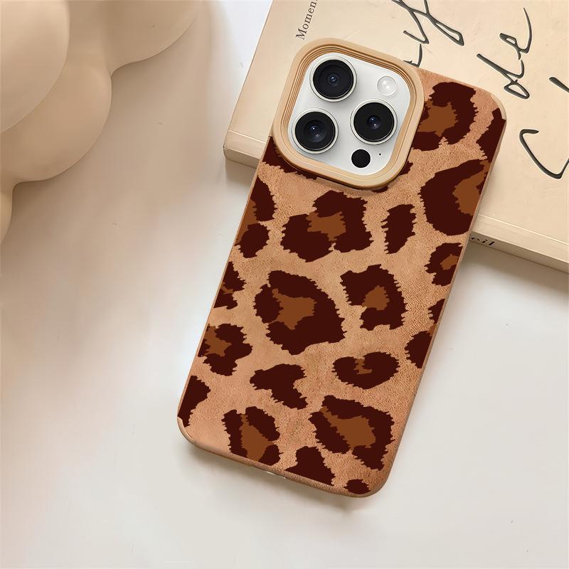 

Мех с леопардовым принтом, подходящий для Apple 16pro, чехол для мобильного телефона Iphone15promax, осень и зима 14plus13p iPhone XSMAX