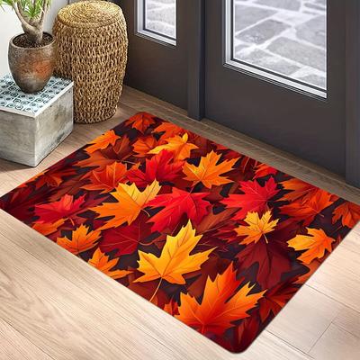 Autumn Maple Leaves Print Welcome Doormat Machine Washable Carpet For Living Room Bedroom Kitchen And Laundry Rug Floor Mat