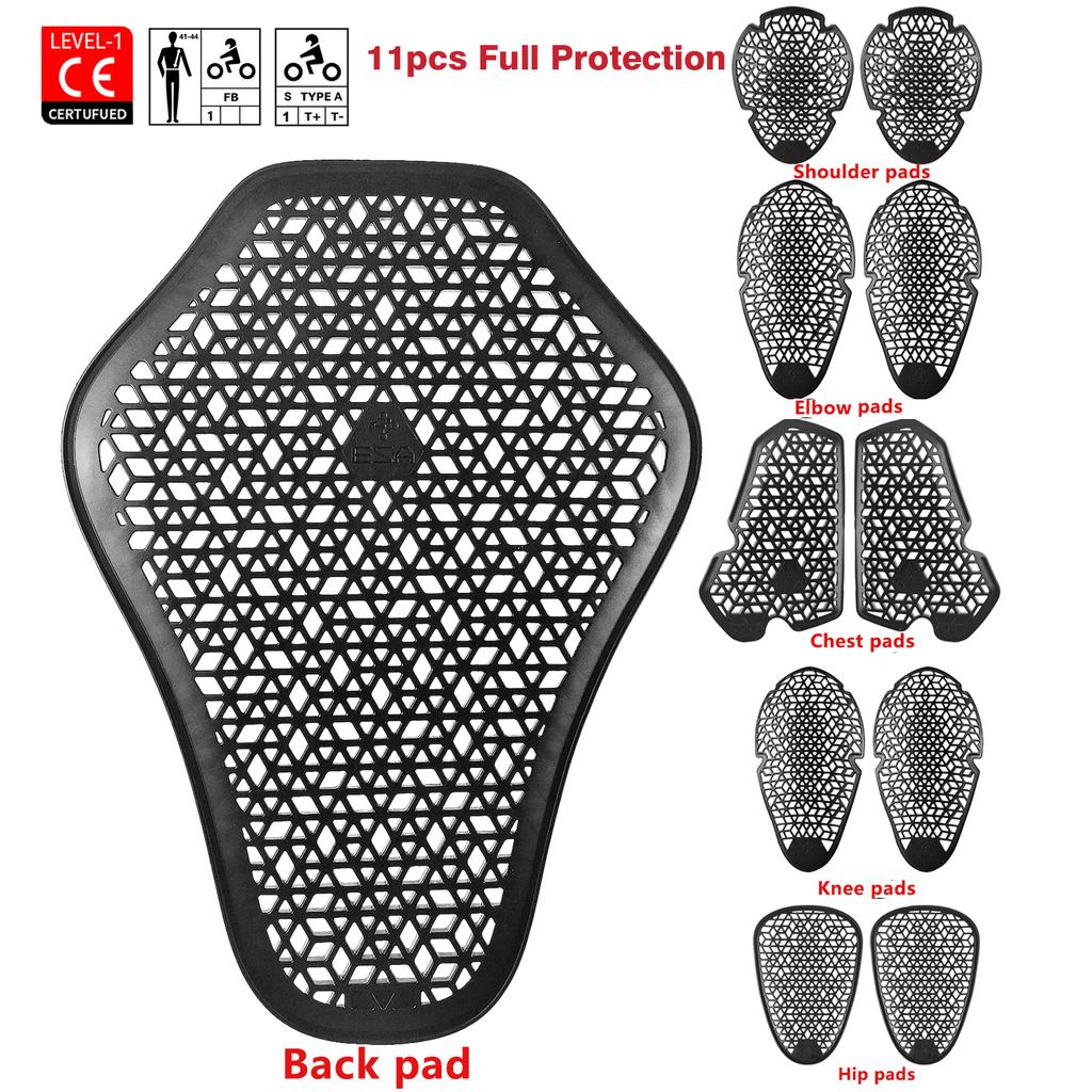 Black CE Level 1/2 Motorcycle Body Protection Pad Universal Motocross Racing Safety Insert Armor Back Protector Moto Equipment