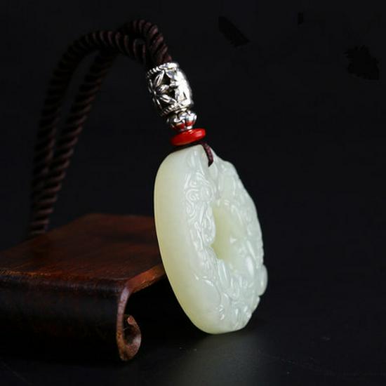 Xinjiang Hetian Jade Pixiu Friedensschnalle Anhänger, Unisex mit Zertifikat