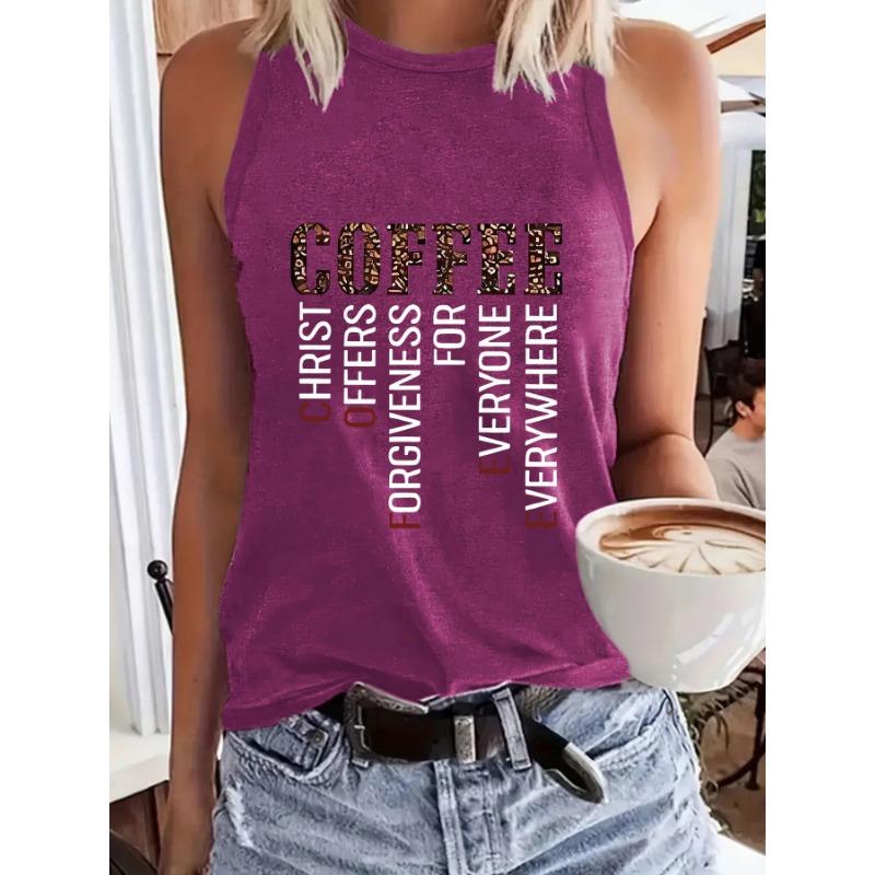 Letter-printed Round-neck Vest Spring and Summer Casual Sleeveless Top
