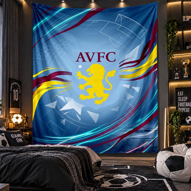 Wall Hanging Tapestry Aston Villa Football Print Cloth for Living Room Bedroom Home Decor