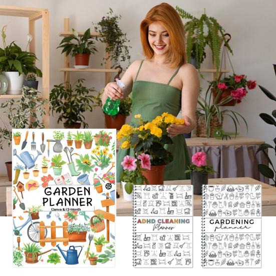 Planner Logbook 12-Month Plant Care/Gardening/Cleaning Notebook Daily Weekly Monthly Schedule Organizer