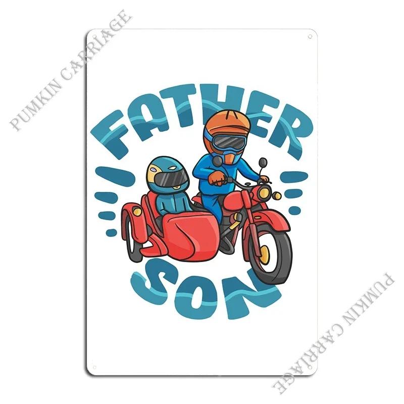 Father And Son Motorcycle Metal Sign Designing Mural Cinema Cinema Home Tin Sign Poster 20x30cm(7.8x11.8inch)