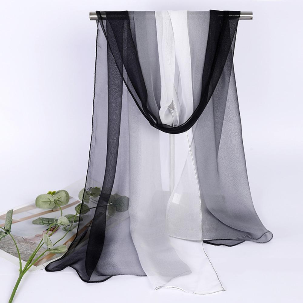 Silky Touch Neck Scarf Gradient Color Shawl Hijab Fashion Long Gauze Headwrap for Women