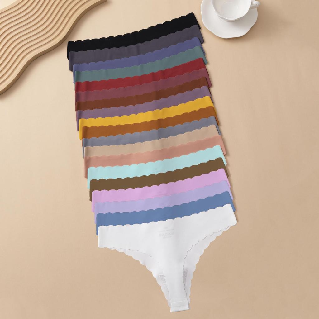 Women's Ice Silk Low-Waist Seamless Panties with Pure Cotton Crotch - Sexy European & American Plus Size Triangle Design