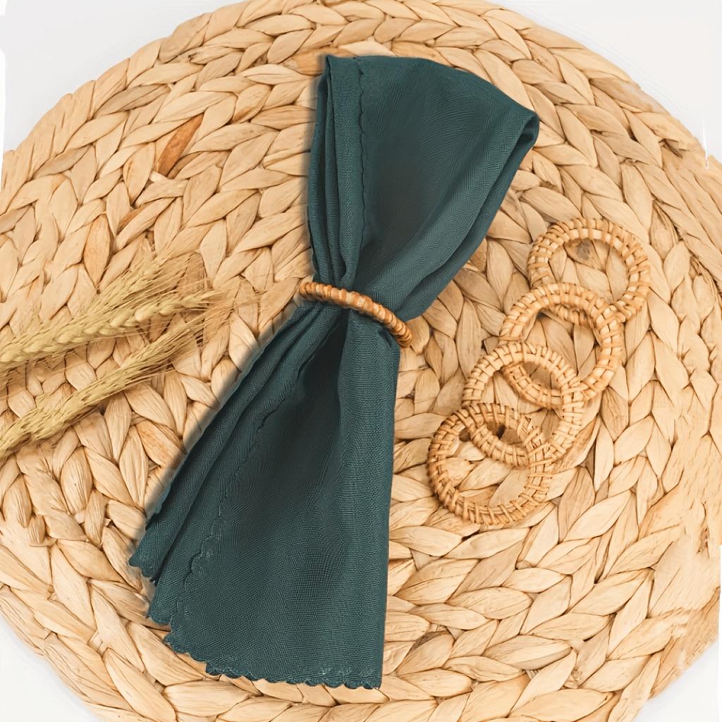 6Pcs Bohemian Rattan Bamboo Fiber Napkin Rings Rustic Woven Table Holders for Home Wedding Party Decor