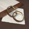 Exaggerated personality leather metal circle earrings, high-end sense retro niche earrings, unique temperament fashion earrings women