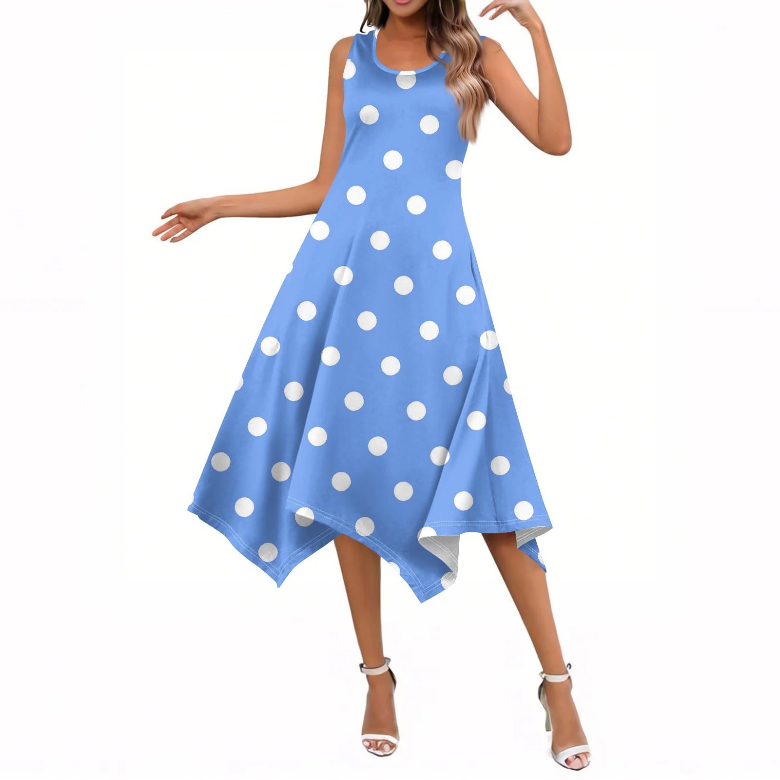 

Женские летние повседневные платья с круглым вырезом, плиссированные, с карманами, с принтом, с коротким рукавом XXL синий