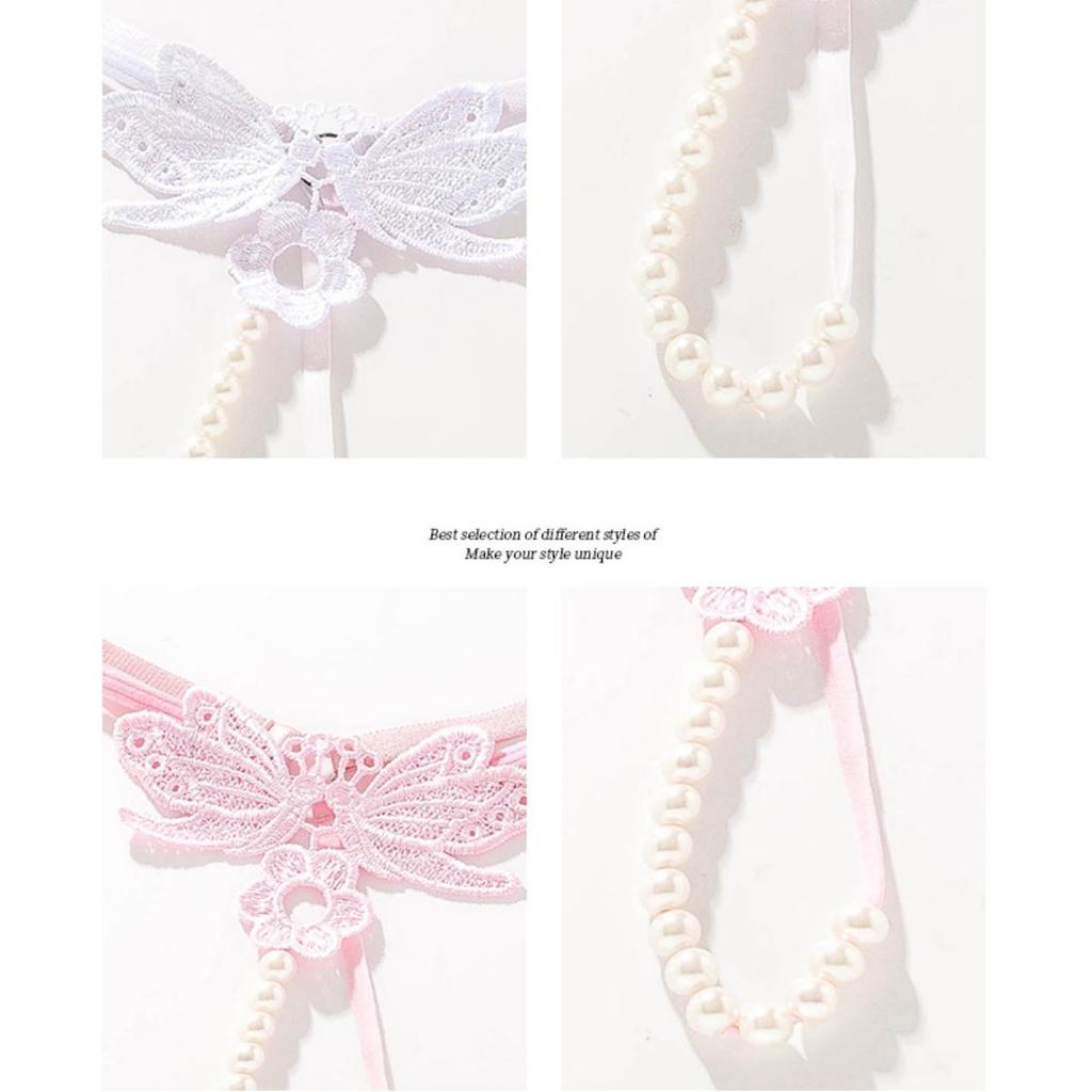 Panties Erotic Sexy String Panties Women Lace Butterfly G-Strings T-Back Thong Transparent Lingerie Cute With Pearls Panty Female Lingerie